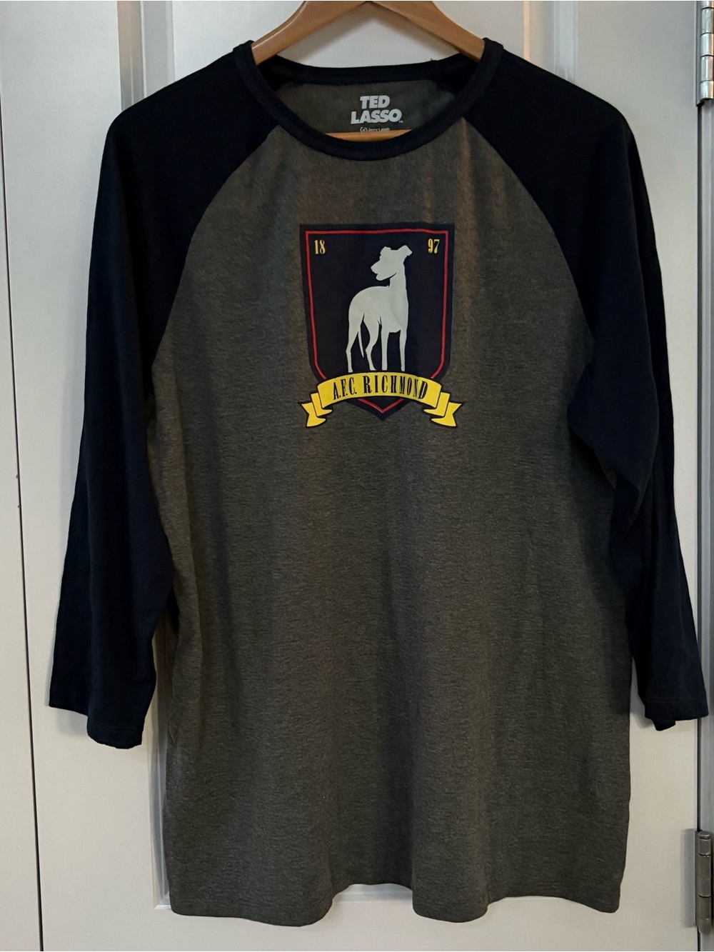 Ted Lasso AFC Richmond Logo Baseball Tee Gray and Navy